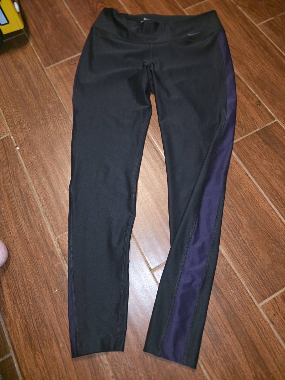 Nike Black Leggings with Deep Purple Side Panel
